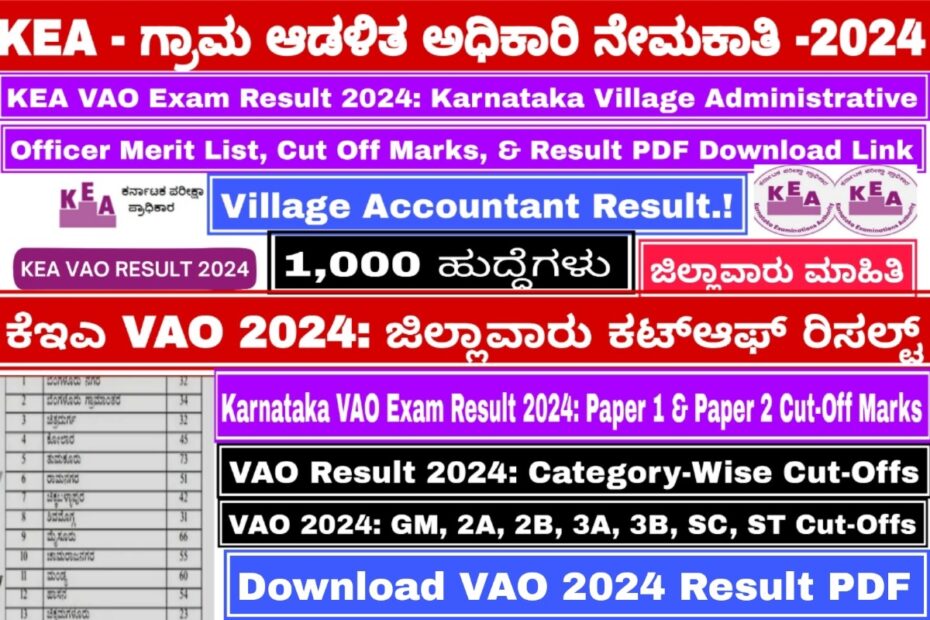 KEA VAO Exam Result 2024 Screenshot - Karnataka Village Administrative Officer Merit List