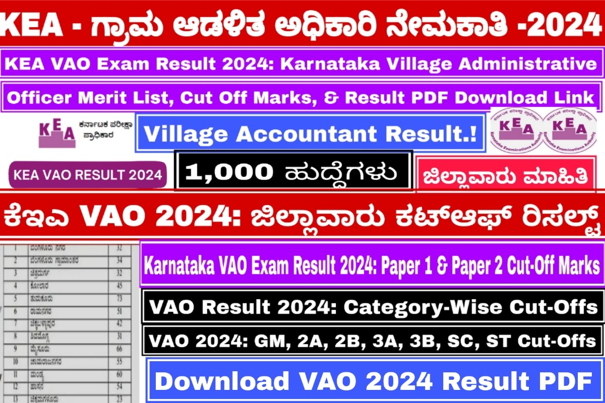 KEA VAO Exam Result 2024 Screenshot - Karnataka Village Administrative Officer Merit List