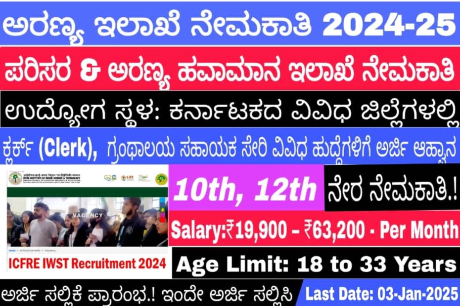 ICFRE IWST Karnataka Recruitment 2024 for LDC, MTS, and LIA vacancies. Apply now through the official ICFRE website.